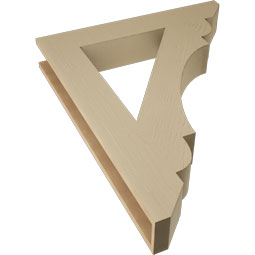 Ekena Millwork - BKTUR055X34X42OLY06RCPR - Timberthane Faux Wood Olympic Style Bracket, Slat Ends, 5 1/2"W x 34"D x 42"H, Primed Tan