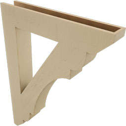 Ekena Millwork - BKTUR055X34X46OLY06RCPR - Timberthane Faux Wood Olympic Style Bracket, Slat Ends, 5 1/2"W x 34"D x 46"H, Primed Tan