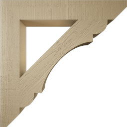 Ekena Millwork - BKTUR055X36X36OLY06RCPR - Timberthane Faux Wood Olympic Style Bracket, Slat Ends, 5 1/2"W x 36"D x 36"H, Primed Tan