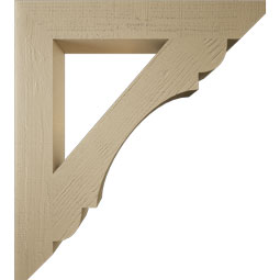 Ekena Millwork - BKTUR055X36X40OLY06RCPR - Timberthane Faux Wood Olympic Style Bracket, Slat Ends, 5 1/2"W x 36"D x 40"H, Primed Tan