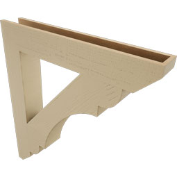 Ekena Millwork - BKTUR055X36X40OLY06RCPR - Timberthane Faux Wood Olympic Style Bracket, Slat Ends, 5 1/2"W x 36"D x 40"H, Primed Tan