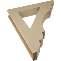 Ekena Millwork - BKTUR055X36X40OLY06RCPR - Timberthane Faux Wood Olympic Style Bracket, Slat Ends, 5 1/2"W x 36"D x 40"H, Primed Tan