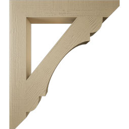 Ekena Millwork - BKTUR055X36X42OLY06RCPR - Timberthane Faux Wood Olympic Style Bracket, Slat Ends, 5 1/2"W x 36"D x 42"H, Primed Tan