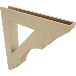 Ekena Millwork - BKTUR055X36X42OLY06RCPR - Timberthane Faux Wood Olympic Style Bracket, Slat Ends, 5 1/2"W x 36"D x 42"H, Primed Tan