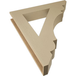 Ekena Millwork - BKTUR055X36X42OLY06RCPR - Timberthane Faux Wood Olympic Style Bracket, Slat Ends, 5 1/2"W x 36"D x 42"H, Primed Tan