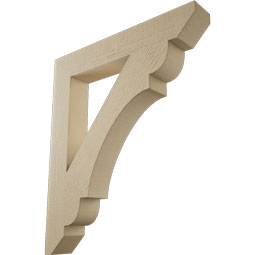 Ekena Millwork - BKTUR055X36X42OLY06RCPR - Timberthane Faux Wood Olympic Style Bracket, Slat Ends, 5 1/2"W x 36"D x 42"H, Primed Tan