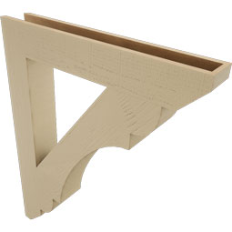 Ekena Millwork - BKTUR055X36X44OLY06RCPR - Timberthane Faux Wood Olympic Style Bracket, Slat Ends, 5 1/2"W x 36"D x 44"H, Primed Tan