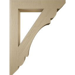 Ekena Millwork - BKTUR055X36X48OLY06RCPR - Timberthane Faux Wood Olympic Style Bracket, Slat Ends, 5 1/2"W x 36"D x 48"H, Primed Tan