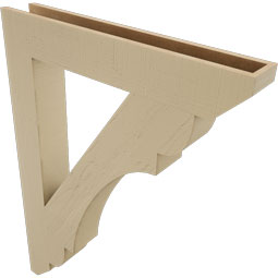 Ekena Millwork - BKTUR055X36X48OLY06RCPR - Timberthane Faux Wood Olympic Style Bracket, Slat Ends, 5 1/2"W x 36"D x 48"H, Primed Tan