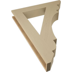 Ekena Millwork - BKTUR055X36X48OLY06RCPR - Timberthane Faux Wood Olympic Style Bracket, Slat Ends, 5 1/2"W x 36"D x 48"H, Primed Tan