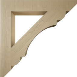 Ekena Millwork - BKTUR055X38X38OLY06RCPR - Timberthane Faux Wood Olympic Style Bracket, Slat Ends, 5 1/2"W x 38"D x 38"H, Primed Tan