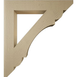 Ekena Millwork - BKTUR055X38X42OLY06RCPR - Timberthane Faux Wood Olympic Style Bracket, Slat Ends, 5 1/2"W x 38"D x 42"H, Primed Tan