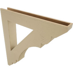 Ekena Millwork - BKTUR055X38X42OLY06RCPR - Timberthane Faux Wood Olympic Style Bracket, Slat Ends, 5 1/2"W x 38"D x 42"H, Primed Tan