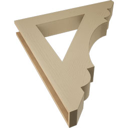 Ekena Millwork - BKTUR055X38X42OLY06RCPR - Timberthane Faux Wood Olympic Style Bracket, Slat Ends, 5 1/2"W x 38"D x 42"H, Primed Tan