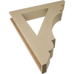 Ekena Millwork - BKTUR055X38X44OLY06RCPR - Timberthane Faux Wood Olympic Style Bracket, Slat Ends, 5 1/2"W x 38"D x 44"H, Primed Tan