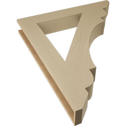 Ekena Millwork - BKTUR055X38X46OLY06RCPR - Timberthane Faux Wood Olympic Style Bracket, Slat Ends, 5 1/2"W x 38"D x 46"H, Primed Tan