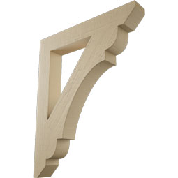 Ekena Millwork - BKTUR055X38X46OLY06RCPR - Timberthane Faux Wood Olympic Style Bracket, Slat Ends, 5 1/2"W x 38"D x 46"H, Primed Tan