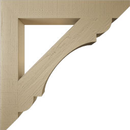 Ekena Millwork - BKTUR055X40X40OLY06RCPR - Timberthane Faux Wood Olympic Style Bracket, Slat Ends, 5 1/2"W x 40"D x 40"H, Primed Tan