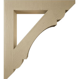 Ekena Millwork - BKTUR055X40X44OLY06RCPR - Timberthane Faux Wood Olympic Style Bracket, Slat Ends, 5 1/2"W x 40"D x 44"H, Primed Tan