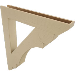 Ekena Millwork - BKTUR055X40X48OLY06RCPR - Timberthane Faux Wood Olympic Style Bracket, Slat Ends, 5 1/2"W x 40"D x 48"H, Primed Tan