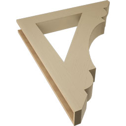 Ekena Millwork - BKTUR055X40X48OLY06RCPR - Timberthane Faux Wood Olympic Style Bracket, Slat Ends, 5 1/2"W x 40"D x 48"H, Primed Tan