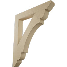 Ekena Millwork - BKTUR055X40X48OLY06RCPR - Timberthane Faux Wood Olympic Style Bracket, Slat Ends, 5 1/2"W x 40"D x 48"H, Primed Tan