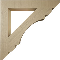 Ekena Millwork - BKTUR055X42X42OLY06RCPR - Timberthane Faux Wood Olympic Style Bracket, Slat Ends, 5 1/2"W x 42"D x 42"H, Primed Tan