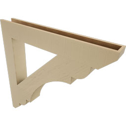 Ekena Millwork - BKTUR055X42X42OLY06RCPR - Timberthane Faux Wood Olympic Style Bracket, Slat Ends, 5 1/2"W x 42"D x 42"H, Primed Tan