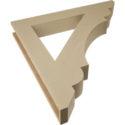 Ekena Millwork - BKTUR055X42X42OLY06RCPR - Timberthane Faux Wood Olympic Style Bracket, Slat Ends, 5 1/2"W x 42"D x 42"H, Primed Tan