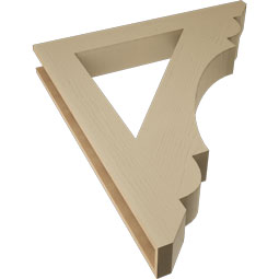 Ekena Millwork - BKTUR055X42X48OLY06RCPR - Timberthane Faux Wood Olympic Style Bracket, Slat Ends, 5 1/2"W x 42"D x 48"H, Primed Tan