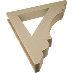 Ekena Millwork - BKTUR055X44X44OLY06RCPR - Timberthane Faux Wood Olympic Style Bracket, Slat Ends, 5 1/2"W x 44"D x 44"H, Primed Tan