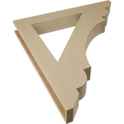 Ekena Millwork - BKTUR055X44X48OLY06RCPR - Timberthane Faux Wood Olympic Style Bracket, Slat Ends, 5 1/2"W x 44"D x 48"H, Primed Tan