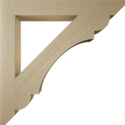 Ekena Millwork - BKTUR055X46X46OLY06RCPR - Timberthane Faux Wood Olympic Style Bracket, Slat Ends, 5 1/2"W x 46"D x 46"H, Primed Tan