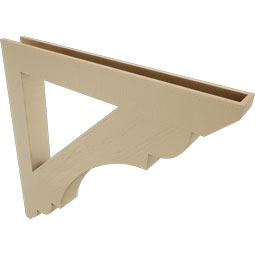 Ekena Millwork - BKTUR055X48X48OLY06RCPR - Timberthane Faux Wood Olympic Style Bracket, Slat Ends, 5 1/2"W x 48"D x 48"H, Primed Tan