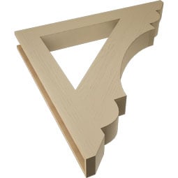 Ekena Millwork - BKTUR055X48X48OLY06RCPR - Timberthane Faux Wood Olympic Style Bracket, Slat Ends, 5 1/2"W x 48"D x 48"H, Primed Tan