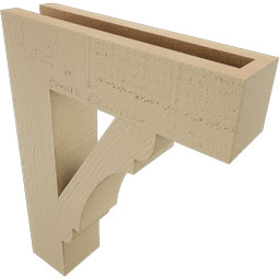 Ekena Millwork - BKTUR035X14X18OLY05RCPR - Timberthane Faux Wood Olympic Style Bracket, Block Ends, 3 1/2"W x 14"D x 18"H, Primed Tan