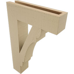Ekena Millwork - BKTUR035X14X22OLY05RCPR - Timberthane Faux Wood Olympic Style Bracket, Block Ends, 3 1/2"W x 14"D x 22"H, Primed Tan