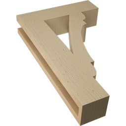 Ekena Millwork - BKTUR035X14X22OLY05RCPR - Timberthane Faux Wood Olympic Style Bracket, Block Ends, 3 1/2"W x 14"D x 22"H, Primed Tan