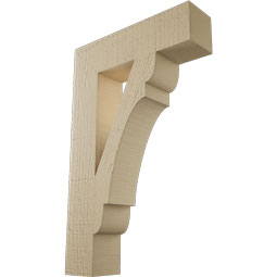 Ekena Millwork - BKTUR035X14X22OLY05RCPR - Timberthane Faux Wood Olympic Style Bracket, Block Ends, 3 1/2"W x 14"D x 22"H, Primed Tan