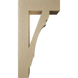Ekena Millwork - BKTUR035X14X26OLY05RCPR - Timberthane Faux Wood Olympic Style Bracket, Block Ends, 3 1/2"W x 14"D x 26"H, Primed Tan