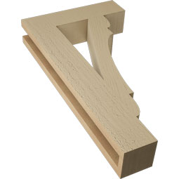 Ekena Millwork - BKTUR035X14X26OLY05RCPR - Timberthane Faux Wood Olympic Style Bracket, Block Ends, 3 1/2"W x 14"D x 26"H, Primed Tan