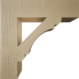 Ekena Millwork - BKTUR035X16X16OLY05RCPR - Timberthane Faux Wood Olympic Style Bracket, Block Ends, 3 1/2"W x 16"D x 16"H, Primed Tan