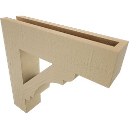 Ekena Millwork - BKTUR035X16X16OLY05RCPR - Timberthane Faux Wood Olympic Style Bracket, Block Ends, 3 1/2"W x 16"D x 16"H, Primed Tan