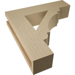 Ekena Millwork - BKTUR035X16X16OLY05RCPR - Timberthane Faux Wood Olympic Style Bracket, Block Ends, 3 1/2"W x 16"D x 16"H, Primed Tan