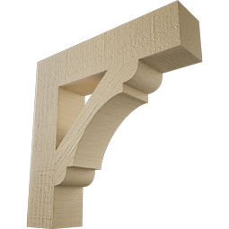 Ekena Millwork - BKTUR035X16X16OLY05RCPR - Timberthane Faux Wood Olympic Style Bracket, Block Ends, 3 1/2"W x 16"D x 16"H, Primed Tan