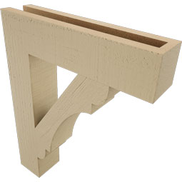Ekena Millwork - BKTUR035X16X20OLY05RCPR - Timberthane Faux Wood Olympic Style Bracket, Block Ends, 3 1/2"W x 16"D x 20"H, Primed Tan