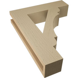 Ekena Millwork - BKTUR035X16X20OLY05RCPR - Timberthane Faux Wood Olympic Style Bracket, Block Ends, 3 1/2"W x 16"D x 20"H, Primed Tan