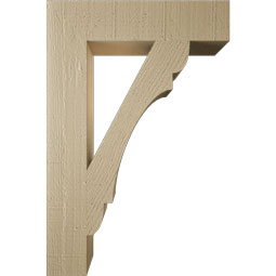 Ekena Millwork - BKTUR035X16X24OLY05RCPR - Timberthane Faux Wood Olympic Style Bracket, Block Ends, 3 1/2"W x 16"D x 24"H, Primed Tan