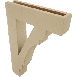 Ekena Millwork - BKTUR035X16X24OLY05RCPR - Timberthane Faux Wood Olympic Style Bracket, Block Ends, 3 1/2"W x 16"D x 24"H, Primed Tan