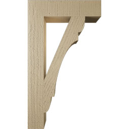 Ekena Millwork - BKTUR035X16X28OLY05RCPR - Timberthane Faux Wood Olympic Style Bracket, Block Ends, 3 1/2"W x 16"D x 28"H, Primed Tan